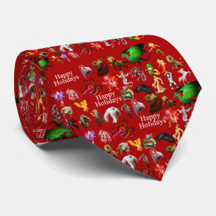 P is for Phoenix Christmas Tie(Red) Neck Tie