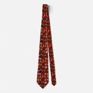 P is for Phoenix Cranberry Background Neck Tie