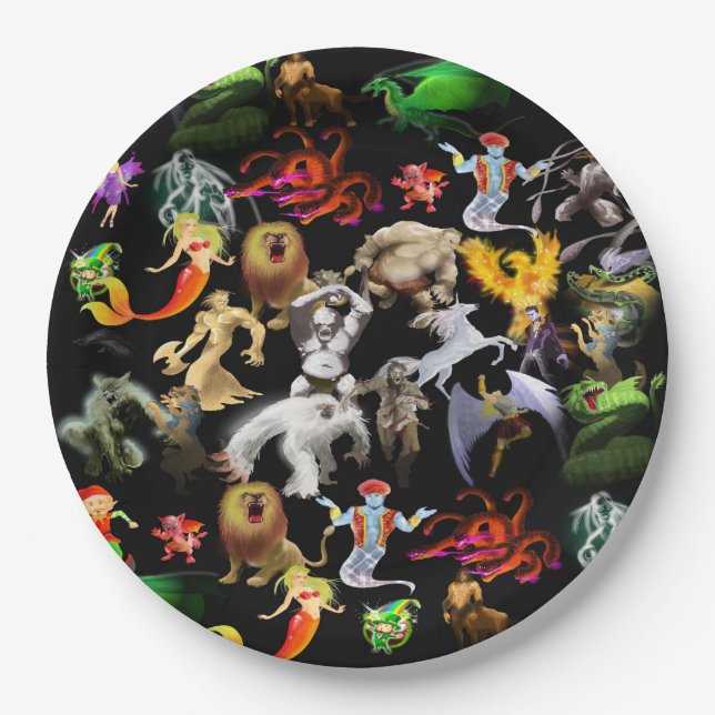 P is for Phoenix Plate(Black) Paper Plates (Front)