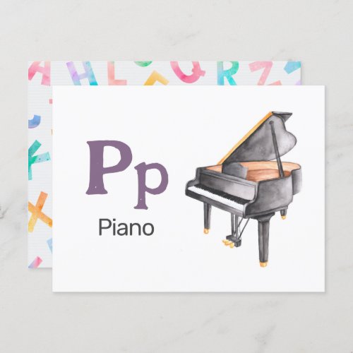 P is for Piano _ Alphabet Flash Card