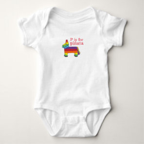 P is for Piñata Rainbow Donkey Fiesta PInata Baby Bodysuit