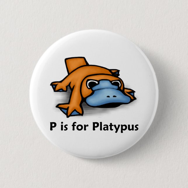 P is for Platypus Button (Front)