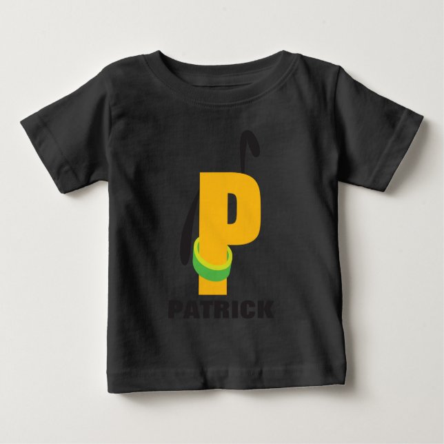 P is for Pluto | Add Your Name Baby T-Shirt (Front)