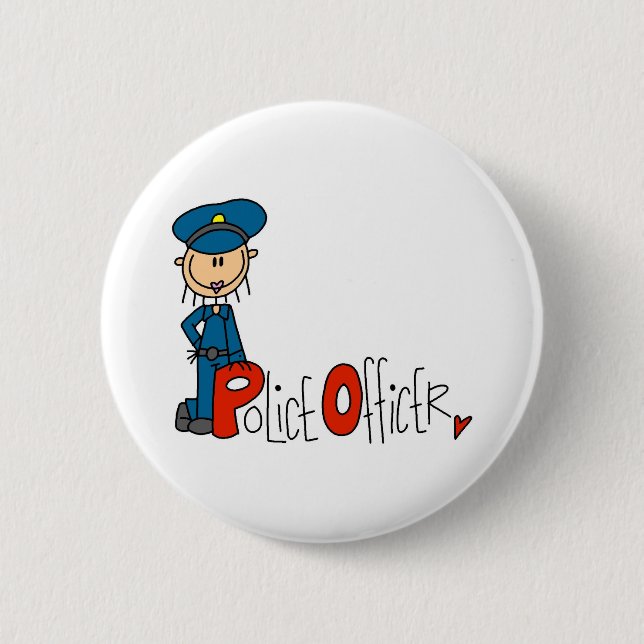 P is for Police Officer Pinback Button (Front)