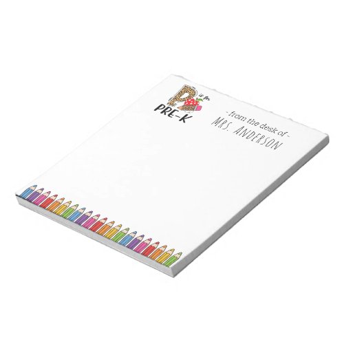 P is for Pre_K Back To School Teacher Notepad
