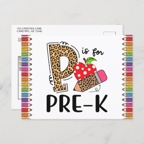 P is for PRE_K Back To School Teacher Photo Postcard