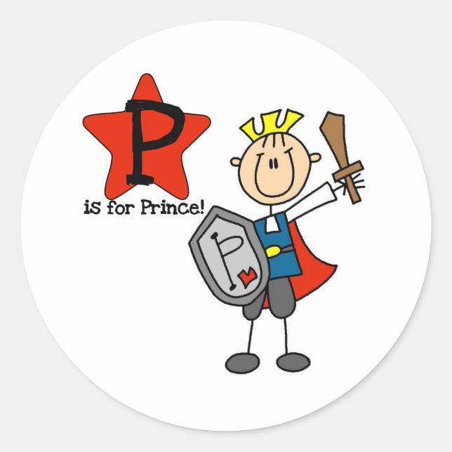 P is for Prince Classic Round Sticker (Front)