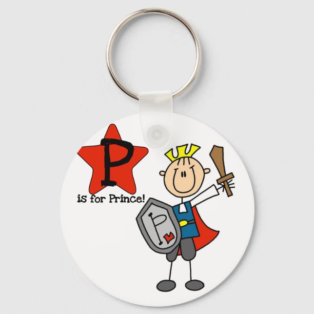 P is for Prince Tshirts and Gifts Keychain (Front)