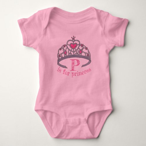P is for PRINCESS Pretty Pink Tiara Crown Alphabet Baby Bodysuit
