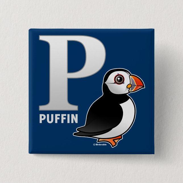 P is for Puffin Button (Front)