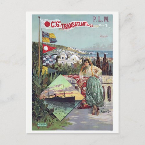 PLM Alger Vintage Poster 1898 Postcard