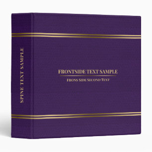 P Leather Texture Gold Tones Stripes 3 Ring Binder
