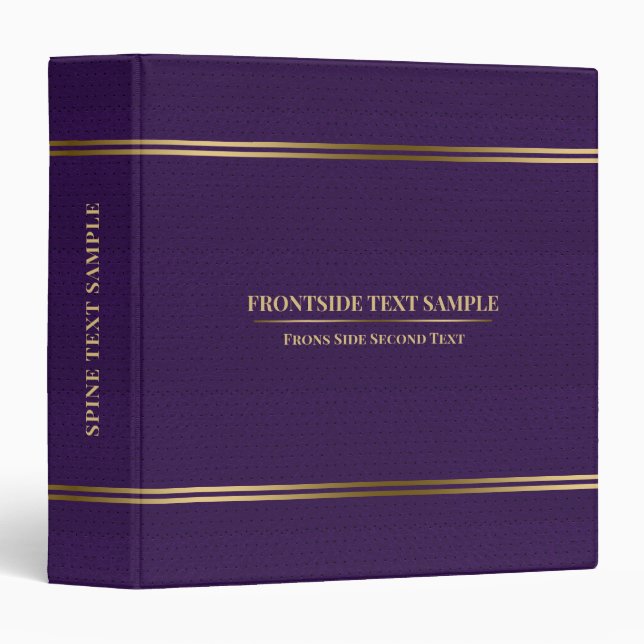 P Leather Texture Gold Tones Stripes 3 Ring Binder (Front/Spine)