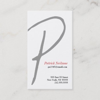 P Letter Alphabet Business Card Grey by pixibition at Zazzle
