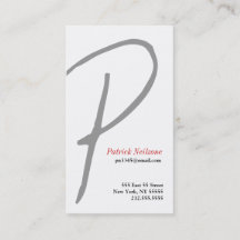 P Letter Alphabet Business Card Grey