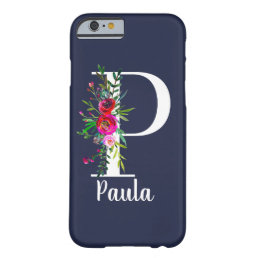 P Letter Initial Monogram Floral Custom Color Name Barely There iPhone 6 Case