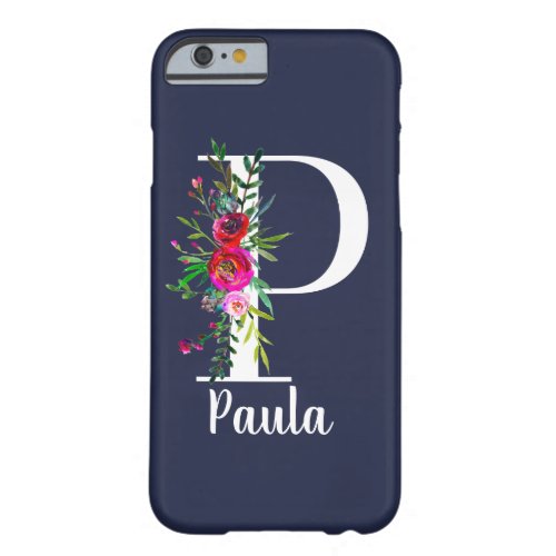 P Letter Initial Monogram Floral Custom Color Name Barely There iPhone 6 Case