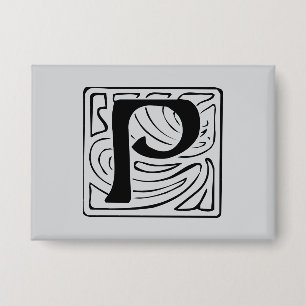 P Monogram black Button