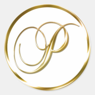 P Monogram Faux Gold Envelope Or Favor Seal