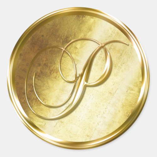 P Monogram Faux Gold Envelope Seal Stickers