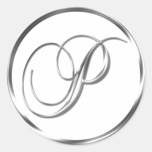 P Monogram Faux Silver Envelope Or Favor Seal (Front)