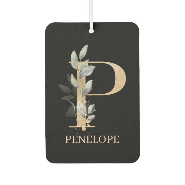 P Monogram Floral Personalized Air Freshener (Front)