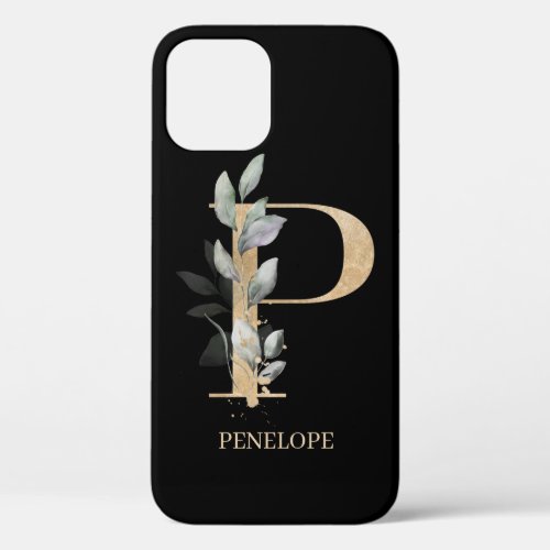P Monogram Floral Personalized iPhone 12 Case