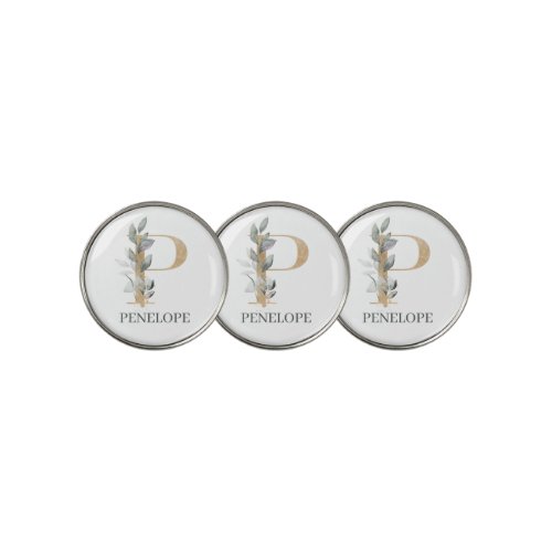 P Monogram Floral Personalized Golf Ball Marker
