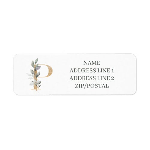 P Monogram Floral Personalized Label