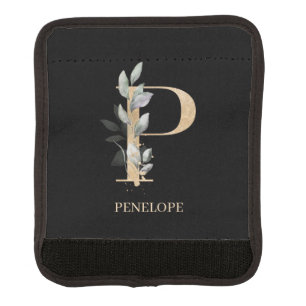 P Monogram Floral Personalized Luggage Handle Wrap
