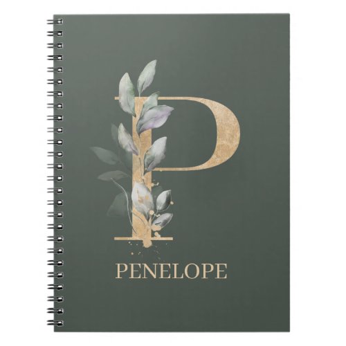 P Monogram Floral Personalized Notebook