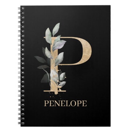 P Monogram Floral Personalized Notebook