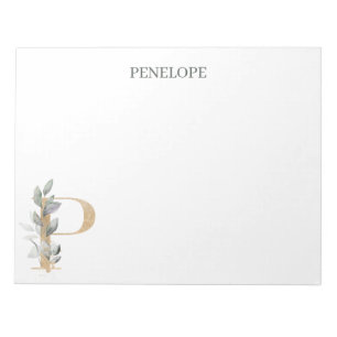 P Monogram Floral Personalized Notepad