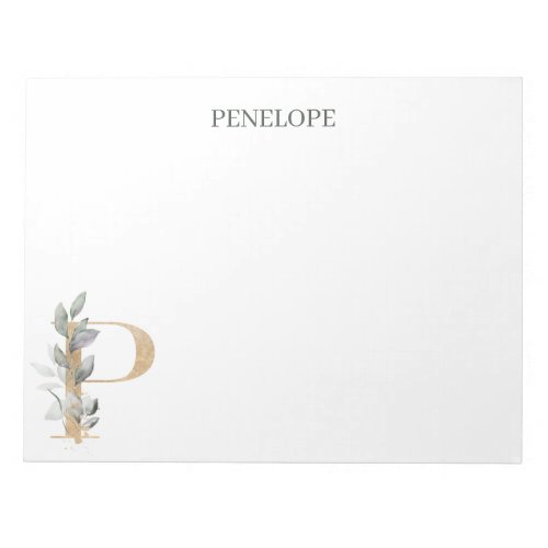 P Monogram Floral Personalized Notepad