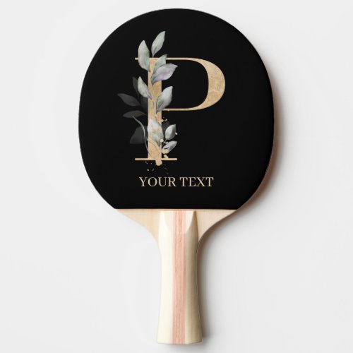 P Monogram Floral Personalized Ping Pong Paddle