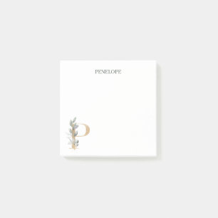 P Monogram Floral Personalized Post-it Notes