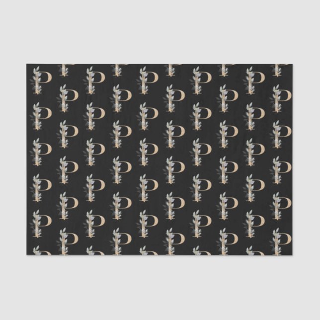 P Monogram Floral Tissue Paper (Front)