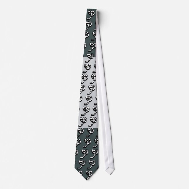 P Monogram Green and Gray Tie (Front)