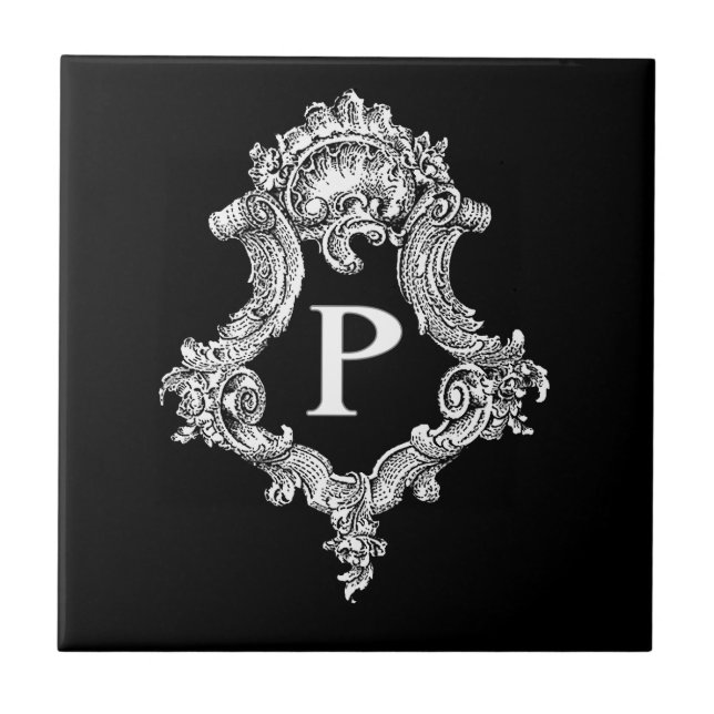 P Monogram Initial Ceramic Tile (Front)
