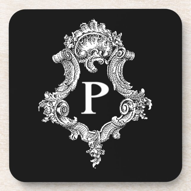P Monogram Initial Coaster (Front)