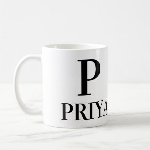 (P) NAME, LETTER & POSITIVE DESCRIPTION CUSTOMISE COFFEE MUG