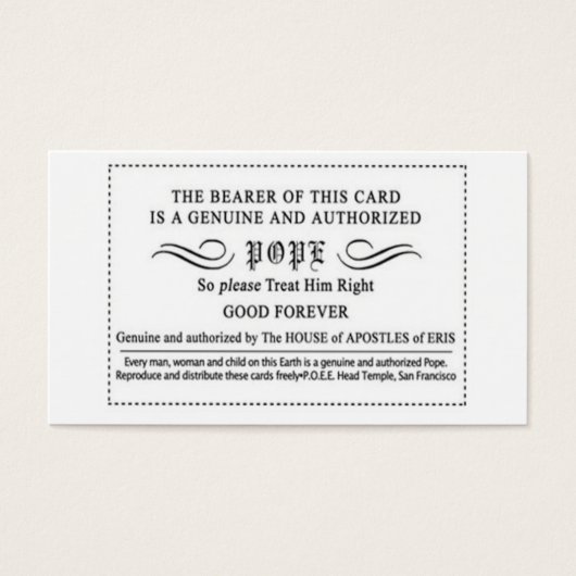 P.O.E.E. Pope Card (Front)