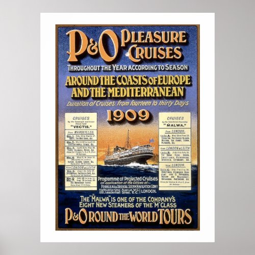 PO Pleasure Cruises _ Vintage Travel Poster