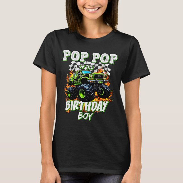 P P Of The Birthday Boy Monster Truck Birthday Kid T-Shirt (Front)