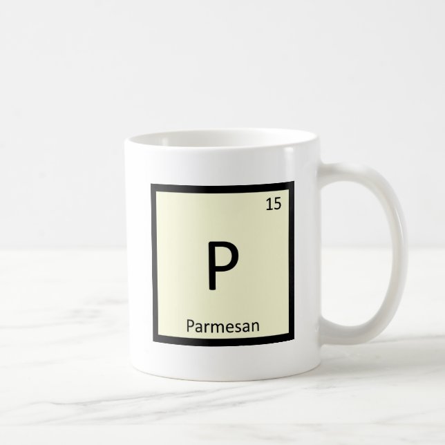 P - Parmesan Cheese Chemistry Periodic Table Coffee Mug (Right)