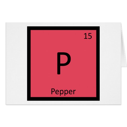 P - Pepper Vegetable Chemistry Periodic Table Cards (Front Horizontal)