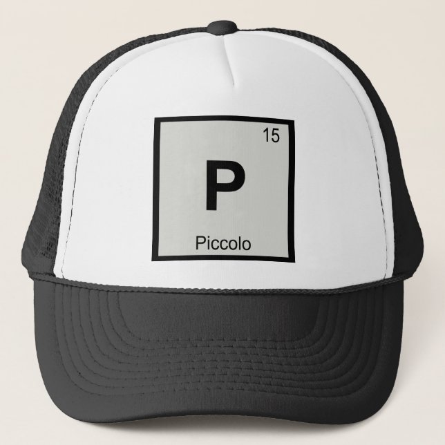 P - Piccolo Music Chemistry Periodic Table Symbol Trucker Hat (Front)