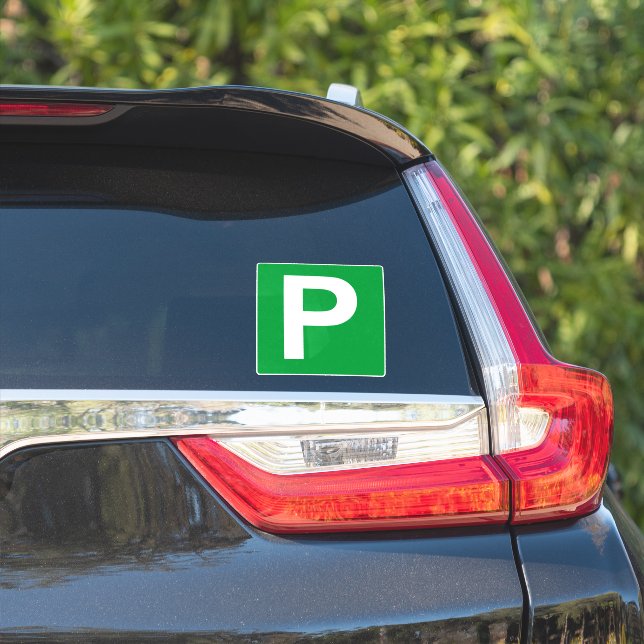 P Plate Green / White Sticker (Car Side)