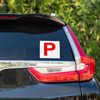 P Plate White / Red Sticker by redsmurf77 at Zazzle