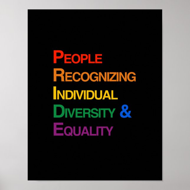 P-R-I-D-E: PEOPLE RECOGNIZING INDIVIDUAL DIVERSITY POSTER (Front)